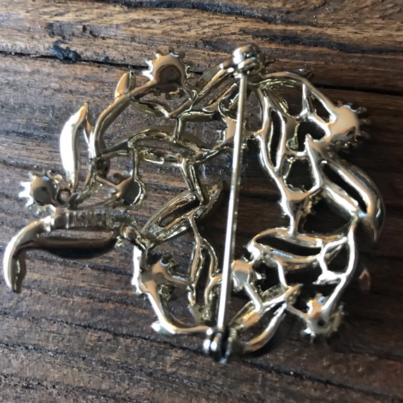 Vintage Iridescent stones with gold leaves brooch - Picture 3 of 6